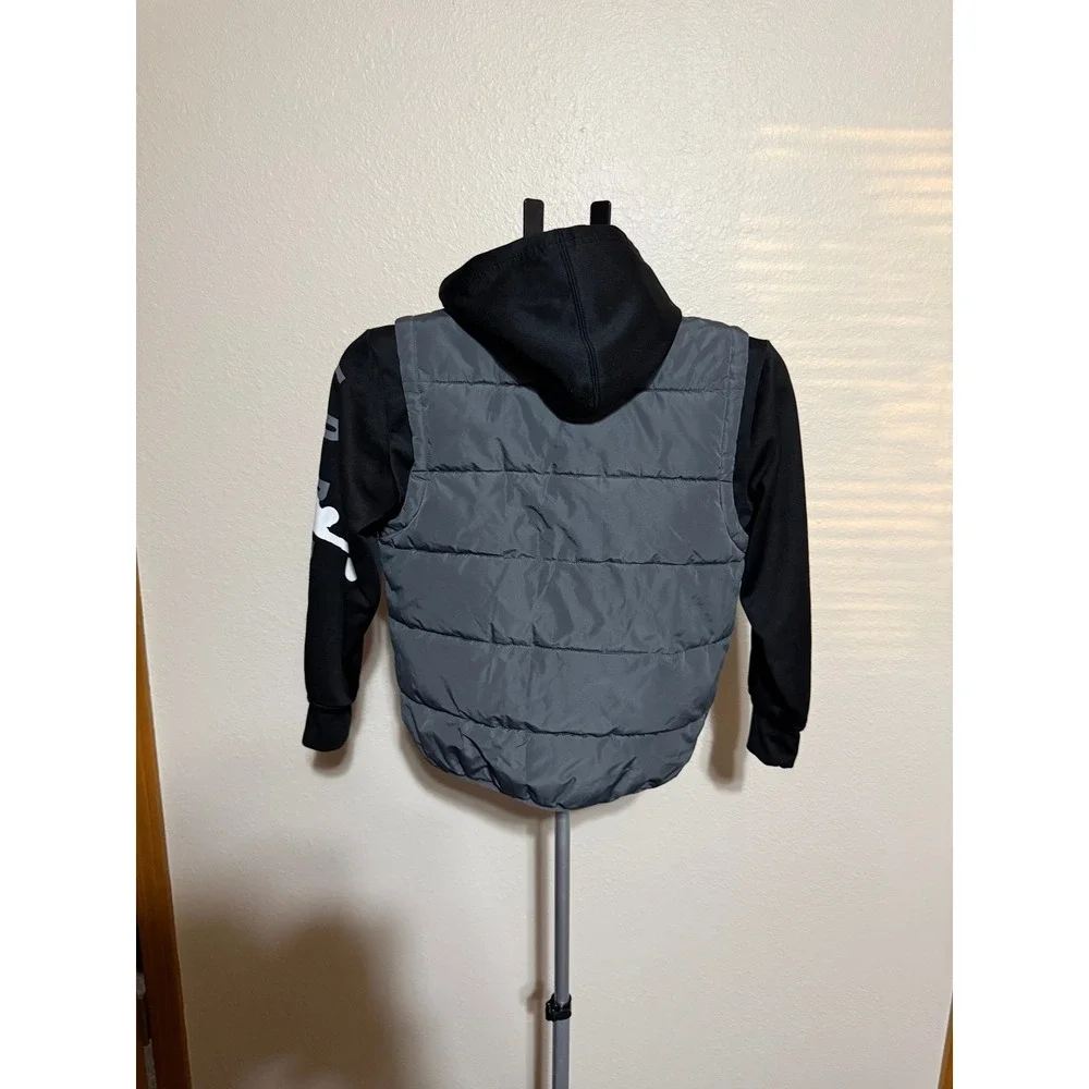 Jordan Kids‎ Therma-FIT Hybrid Puffer Vest Hoodie Jacket Gray Black Small 8-10Y
